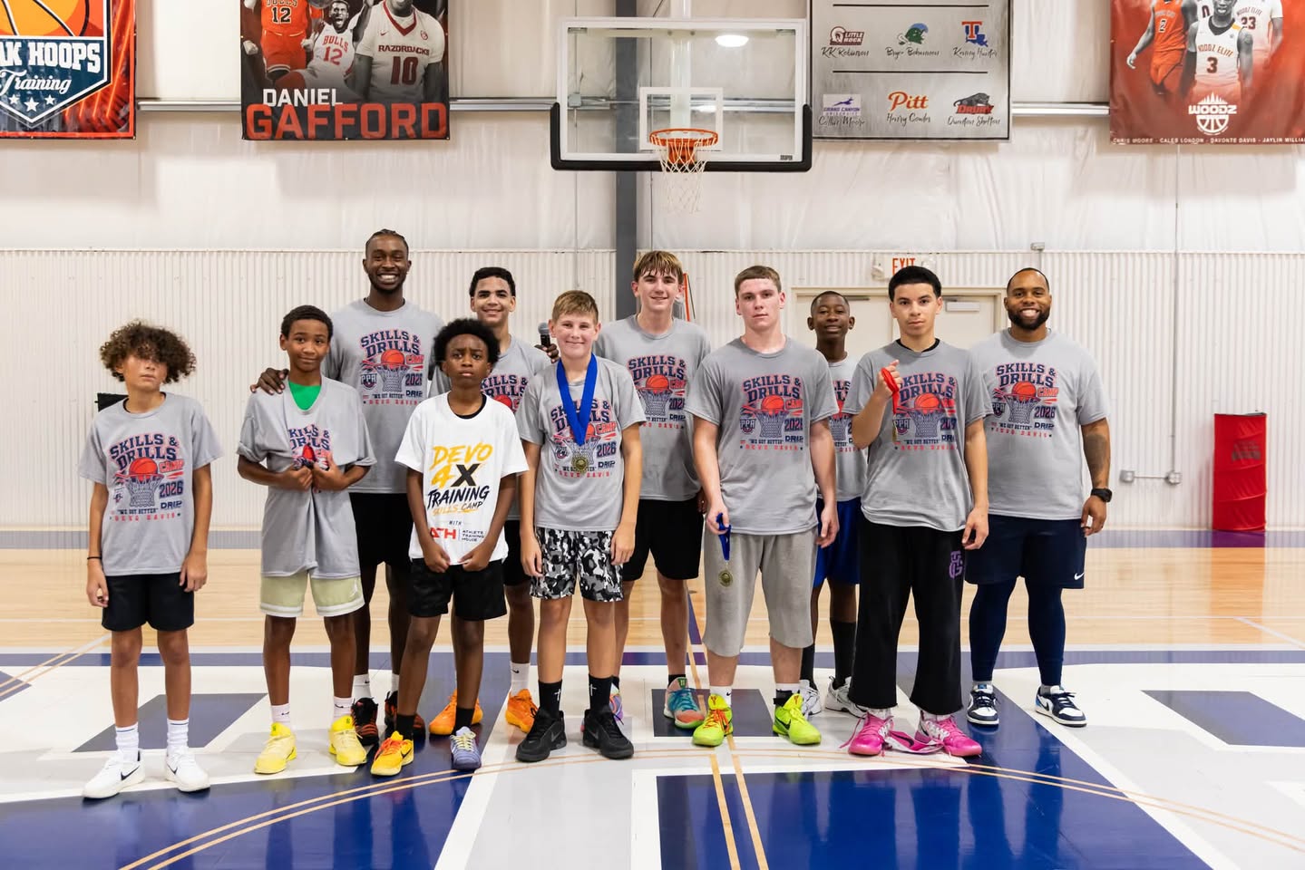 Basketball camp participants and coaches at Peak Performance Academy